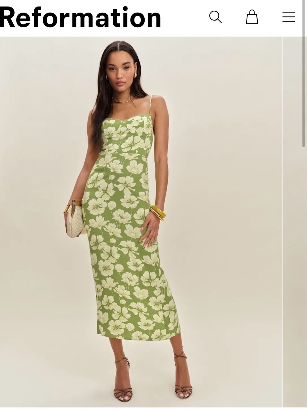 Reformation Pennington Floral Slip Midi Dress lovebird